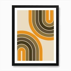 Midcentury Modern Geometric Rainbow Xi In Vintage Theme 01 Art Print