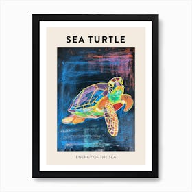 Sea Turtle Crayon Ocean Doodle Poster 1 Art Print