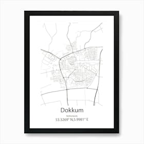 Dokkum,Netherlands Minimalist Map Art Print