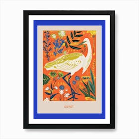 Spring Birds Poster Egret 4 Art Print