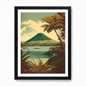 Isla De Ometepe Nicaragua Vintage Sketch Tropical Destination Art Print