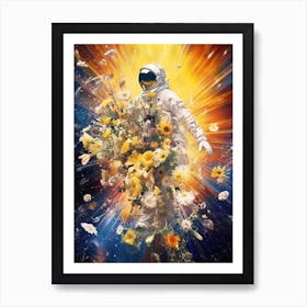 Astronaut With A Bouquet Of Flowers 4 Art Print