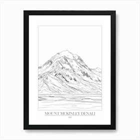 Mount Mckinley Denali Usa Line Drawing 8 Poster Art Print