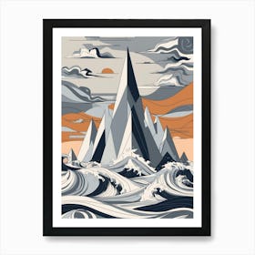 Icebergs In The Ocean Art Print