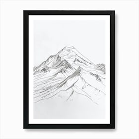 Mount Elbrus Russia Line Drawing 1 Art Print