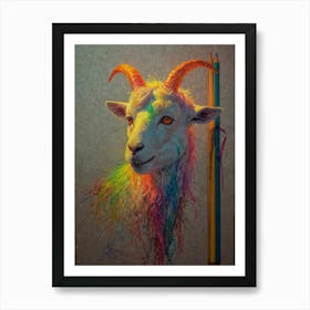 Goat With Colored Pencils Art Print