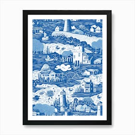 Cape Cod In Massachussetts, Inspired Travel Pattern 1 Art Print