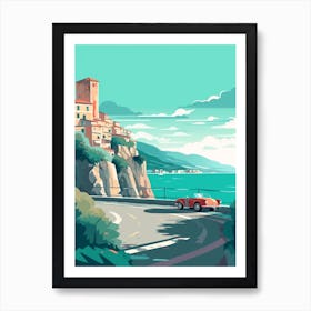 A Hammer In Amalfi Coast, Italy, Car Illustration 3 Art Print