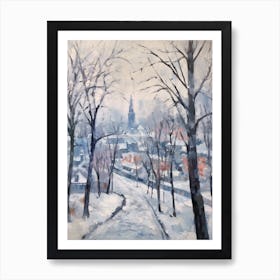 Winter City Park Painting Kalemegdan Park Belgrade Serbia 8 Art Print