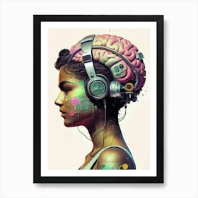 Brain headphones  Art Print