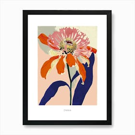 Colourful Flower Illustration Poster Zinnia 2 Art Print