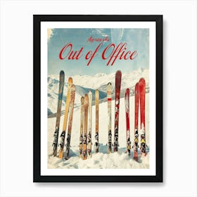 Retro Apre Ski Out Of Office Piste Art Winter Wall Art  Art Print