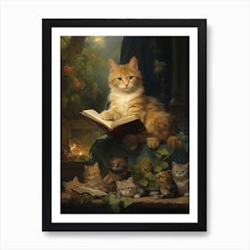 A Cat Reading A Book 1 Art Print