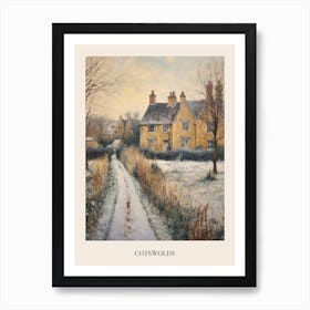 Vintage Winter Painting Poster Cotswolds United Kingdom 3 Art Print