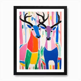 Colourful Kids Animal Art Elk Affiche