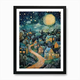 Gustav Klimt Print Night Town Stars Klimt Poster Klimt Exhibition Poster Painting Flower Garden Full Art Print