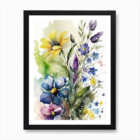 Watercolor Spring Flowers Art Print