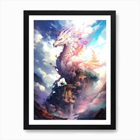 Dragon On Top Of A Mountain Art Print