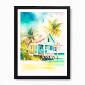 Caye Caulker Belize Watercolour Pastel Tropical Destination Art Print