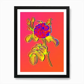 Neon Pink Wild Rose Botanical in Hot Pink and Electric Blue n.0609 Art Print