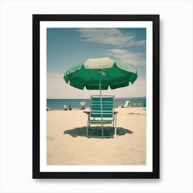 Green Chair And Brach Umbrella  Summer Photography 1 Art Print