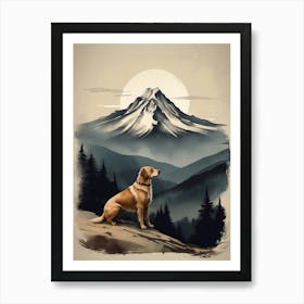 Golden Retriever In The Mountains Art Print