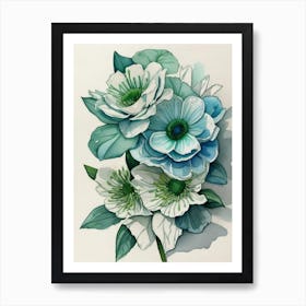 Blue And White Flowers Art Print