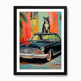 Ford Thunderbird Vintage Car With A Dog, Matisse Style Painting 0 Art Print