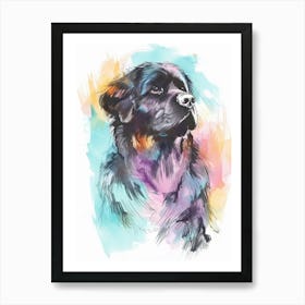 Pastel Leonberger Dog Pastel Line Illustration  2 Art Print