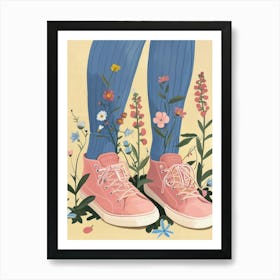 Pink Sneakers And Flowers 1 Art Print