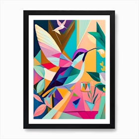 Hummingbird And Geometric Shapes Abstract Still Life 1 Art Print