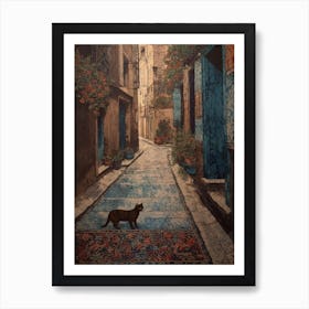 Painting Of Venice With A Cat In The Style Of William Morris 1 Art Print