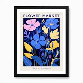 Blue Flower Market Poster Evening Primrose 1 Art Print