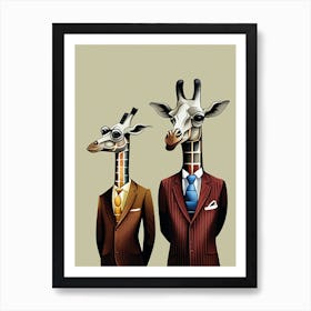 Two Giraffes In Suits Art Print