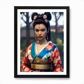 Asian Woman In Kimono Art Print