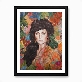 Floral Handpainted Portrait Of Cher 1 Art Print