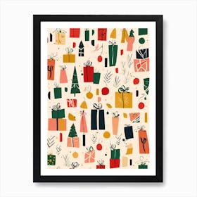 Christmas Gift Pattern Art Print