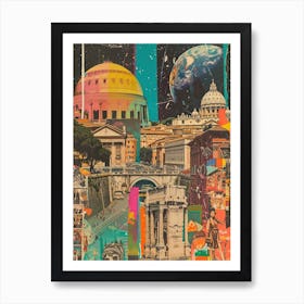 Rome   Retro Collage Style 1 Art Print