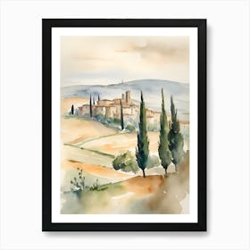 Abstract Tuscany Landscape Watercolor 3 Art Print