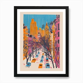 Upper East Side New York Colourful Silkscreen Illustration 1 Art Print