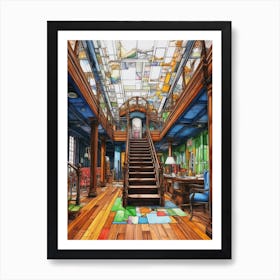 Titanic Interiors Bright Pencil Drawing 3 Art Print