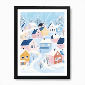 Winter Village Gouache Painting 1 Art Print