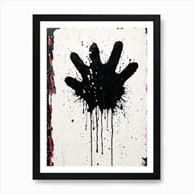 Black Charcoal Hand Sketching Over A Canvas With Splatters And Drips Of Paint Heavy Grunge Texture (1) Art Print