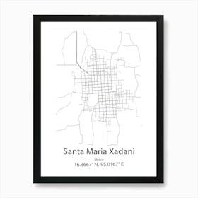 Santa Maria Tonameca,Mexico Minimalist Map Art Print