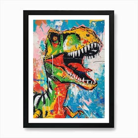 T Rex Dinosaur Chalk Style 1 Art Print