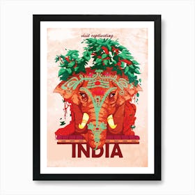 Captivating India, Red Elephant Art Print