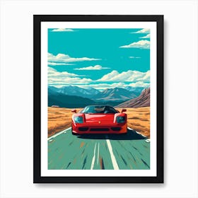 A Ferrari F50 In The Andean Crossing Patagonia Illustration 4 Affiche