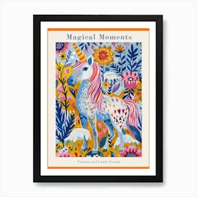 Unicorn With Lambs Fauvism Inspired 1 Poster Art Print