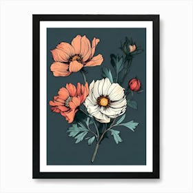 Flowers On A Dark Background 2 Art Print