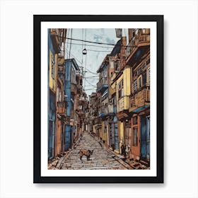 Painting Of Buenos Aires With A Cat Drawing 4 Art Print